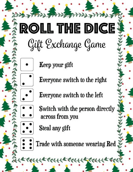 Dice Game For Gift Exchange Gift Dice Game, Xmas Family Games Party Ideas, Christmas Game Printables, Christmas Dice Games, Gift Games, Christmas Games For Adults Gift Exchange, Dice Christmas Game, Gift Swap Game, Christmas Dice Game