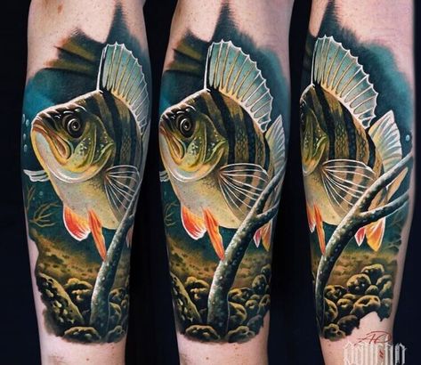 Fisherman Perch tattoo by A.d Pancho Perch Tattoo, Catfish Tattoo, Flathead Catfish, Blue Catfish, Wildlife Tattoo, Tattoo Pics, Channel Catfish, Tattoo Japanese, Tattoo Forearm