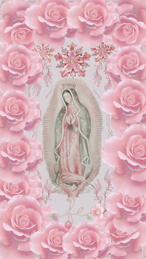 Wallpaper Backgrounds Guadalupe, Virgencita Quotes, Latina Background Aesthetic, Pink Latina Wallpaper, Pink Virgin Mary Wallpaper, Pink Mexican Wallpaper, Iris Wallpaper Aesthetic, Pink Gold Aesthetic Wallpaper, Mother Mary Wallpaper Iphone