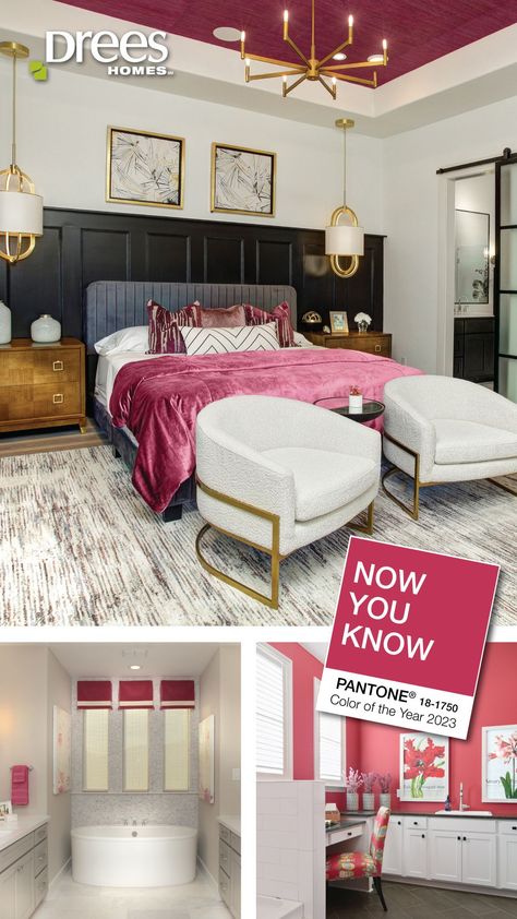 Magenta Bedrooms, Romantic Bedroom Colors, 2023 Color Of The Year, Interior Paint Palettes, English Interior, 2023 Color, Red Tone, Viva Magenta, Self Expression