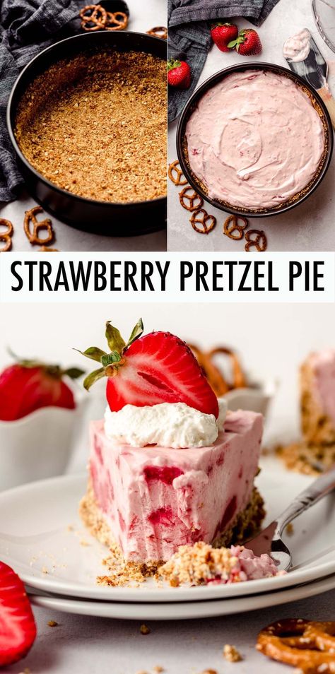 Pretzel Pie, Strawberry Pretzel Dessert, Pretzel Desserts, Canned Strawberries, Fresh Strawberry Recipes, Icebox Pie, Strawberry Pie Filling, Strawberry Bread, Strawberry Pretzel