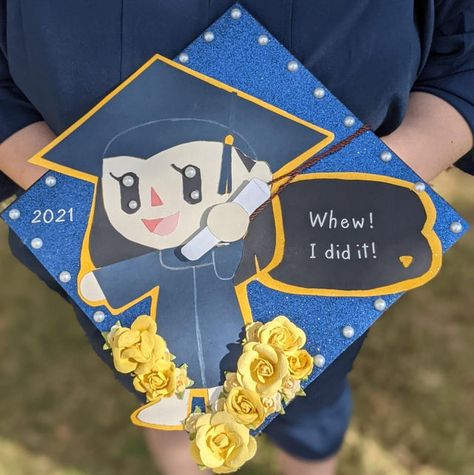 My graduation cap! ACNH was the best stress reliever for my senior year.: AnimalCrossing Video Game Graduation Cap, Zelda Graduation Cap, Animal Crossing Graduation Cap, Funny Graduation Caps, College Grad Cap Ideas, Grad Hat, High School Graduation Cap, College Graduation Cap Decoration, Grad Cap Designs