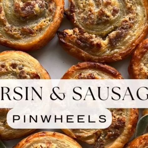 The Balanced Bowl | Simple, Homemade Recipes by Mir Peragallo on Instagram: "Boursin & Sausage Pinwheels 🌀🧀 If you’re looking for a savory, cheesy, and crispy appetizer, look no further. 👏 These pinwheels are easy to make and are loaded with flavor. Puff pastry makes me so so happy because it is so buttery and flakey on its own, so it pairs beautifully with this filling. Try it out! 🤍 Ingredients: •1 sheet frozen puff pastry •1/2 lb Italian sausage (if links, about 2 1/2 links, casing removed) •1 5.2oz package Boursin cheese (I did caramelized onion) •1/2 tbsp fresh Sage, chopped •1 egg •1 tbsp water •black pepper, to taste •flour, as needed Instructions: 1. Place frozen puff pastry on counter to begin thawing. 2. While the puff pastry is thawing, prepare the filling. Heat a medium pan Recipes Using Frozen Puff Pastry, Boursin Cheese Puff Pastry Appetizers, Puff Pastry With Sausage, Puff Pastry Sausage Pinwheels, Gruyere And Prosciutto Puff Pastry Pinwheels, Sausage Wrapped In Puff Pastry, Sausage In Puff Pastry, Sausage Pinwheels, Puff Pastry Pinwheels