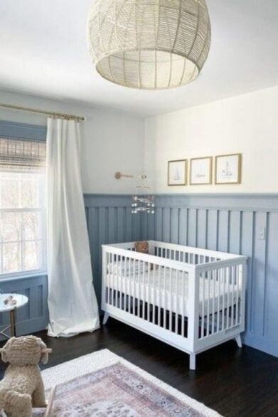 small nursery ideas Blue Nursery Colors, Baby Nursery Small Space, Blue Wall Nursery, Small Nursery Hacks, Girl Nursery Blue, Blue Baby Girl Nursery, Small Nursery Ideas, Decor Above Crib, Light Blue Nursery