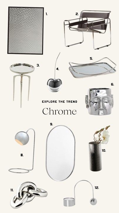 Explore the trend: chrome 🖤 #LTKunder100 #LTKunder50 #LTKhome Chrome Home Decor, Chrome Decor, Silver Decor, Urban Living, The Trend, Accent Decor, Tray, Silver, Home Decor