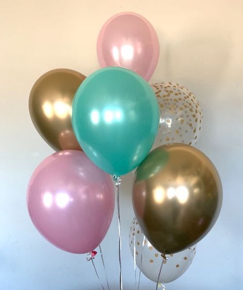 Pink Teal Birthday Party, Bday Backdrop, Gold Balloon Bouquet, Backyard Brunch, Teal Balloons, Pink Birthday Decorations, 21 Bday, Teal Party, Turquoise Party