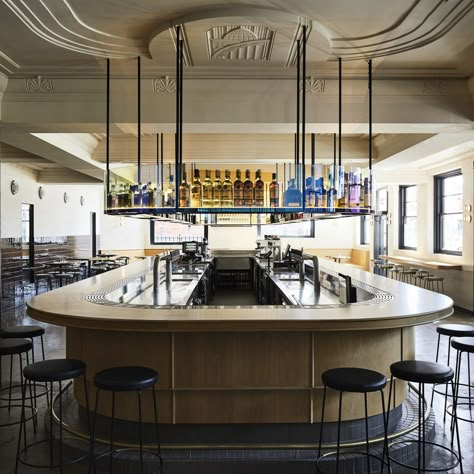 Architecture and Interior Design Melbourne | IF Architecture Ceiling Shelf, Horseshoe Bar, Glass Restaurant, Central Bar, Bar Image, Design Café, Retail Interior Design, Lobby Bar, Coffee Shop Bar