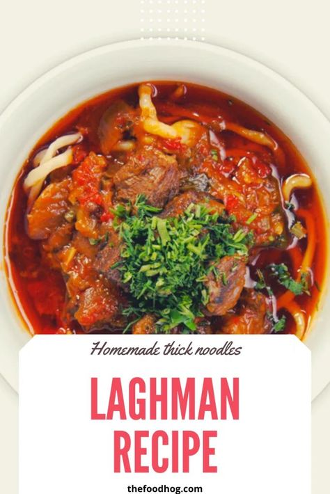 Laghman Recipe | Fried Laghman | Laghman Soup | Uyghur Laghman | Afghan Laghman | Laghman Recipe Laghman Recipe, Uyghur Recipes, Lagman Recipe, Japanese Rice Dishes, Thick Noodles, Cultural Recipes, Meat Stew, Cultural Travel, Spiralizer Recipes