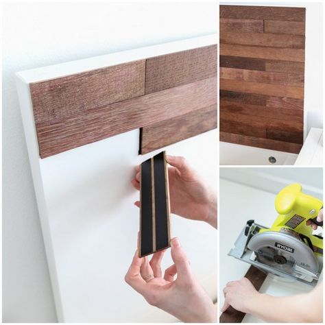 Credit: sugarandcloth.com [http://sugarandcloth.com/2014/02/diy-ikea-hack-stikwood-headboard/] Stikwood Headboard, Ikea Hack Lit, Headboard Hack, Ikea Headboard, Ikea Bed Hack, Diy Headboard Wooden, Cama Ikea, Head Boards, Ikea Bed