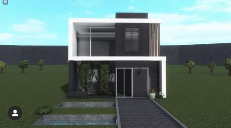 Bloxburg Modern Apartment Exterior, Bloxburg Exterior Modern, Bloxburg Hotel Entrance, House Layouts Cottage, Modern Loft House Exterior, Roblox Bloxburg House Ideas Exterior, Bloxburg Modern House Layout, Realistic Bloxburg House Exterior, Loft House Exterior