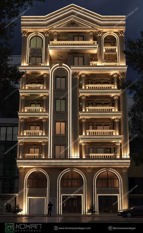 Hotel Front Design, Hotel Facade Design Modern, Classic Building Facade Architecture, Classic Building Facade, Modern Classical Architecture, Hotel Outside, Classical Facade, Classic Facade, Classical Building