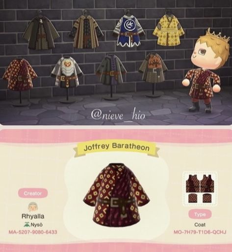 Animal Crossing Game Of Thrones, Acnh Game Of Thrones, Game Of Thrones Dress, Game Of Throne, Acnh Design, Animal Crossing Characters, Animal Crossing Game, Animal Crossing, Game Of Thrones