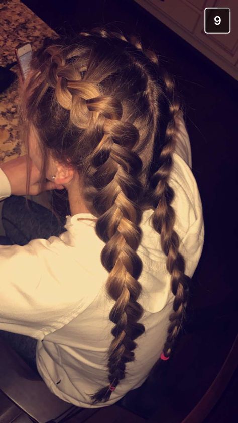 Two Braids Long Hair, Fluffy French Braids, Puffy Dutch Braids, Cute Dutch Braids, Country Braids, Loose Dutch Braids, Messy Dutch Braids, Fluffy Dutch Braids, 2 Dutch Braids