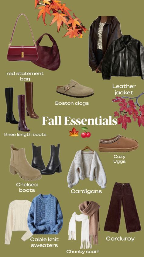 #fall #autmn #outfitinspo #essentials Fall Aesthetic Essentials, Autumn Closet Essentials, Autumn Lookbook Aesthetic, Fall And Winter Wardrobe Essentials, Fall Walk Outfit, Must Have Fall Pieces, Fall Essentials Aesthetic, Fall Outfits Essentials, Fall 2024 Must Haves