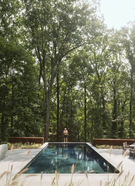 After a Fire, a Maryland Couple Turn to Charred Wood to Rebuild Their House #baltimore #hometour #shousugiban #cortensteel #modernhome #pool Cool Swimming Pools, Charred Wood, Concrete Pool, Residential Architect, Modern Pools, Casa Exterior, Backyard Living, Swimming Pool Designs, Garden Pool