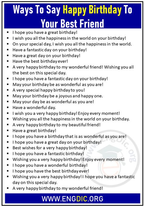 Sweet Ways To Say Happy Birthday To Your Best Friend Birthday Whises For Bestie, How To Say Happy Birthday, Happy Birthday Boy Best Friend, Cute Ways To Say Happy Birthday, Short Birthday Wishes For Best Friend, Short Happy Birthday Wishes, Sweet Happy Birthday Messages, Ways To Say Happy Birthday, Happy Birthday Captions