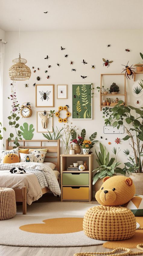 Boho Bedroom Ideas for Kids Nature Themed Kids Bedroom, Where The Wild Things Are Bedroom, Young Kids Bedroom, Kids Boho Room, Boho Boys Room, Woodland Bedroom Kids, Boho Toddler Room, Bedrooms For Kids, Boho Kids Bedroom