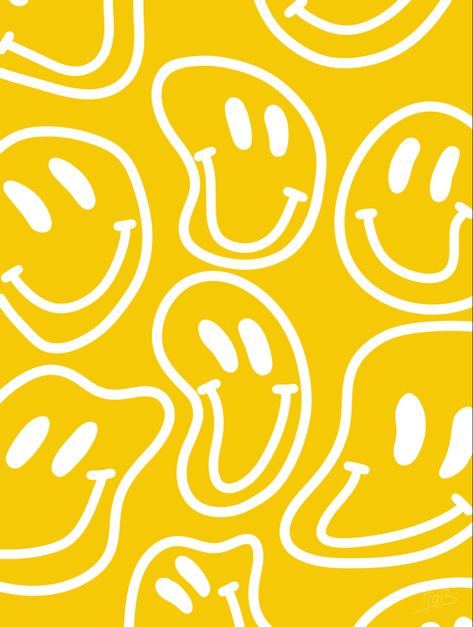 Yellow smileys painting Formals Cooler, Smiley Painting, Smiley Face Painting, Tufting Ideas, Yellow Smiley Face, Drawing Ideas List, Mural Ideas, Spare Room, Cartoon Pics