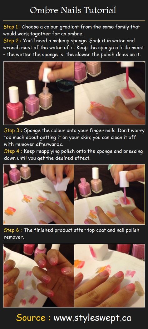 Pink Ombre Nails Tutorial | Beauty Tutorials Ombre Nail Diy, Ombre Nails Tutorial, How To Do Ombre, Sponge Nails, Colour Gradient, Pink Ombre Nails, Cute Nail Designs, Beauty Tutorials, Easy Nail Art