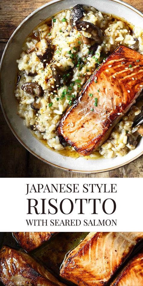 Resep Smoothie, Seared Salmon, Risotto Recipes, Think Food, Asian Dishes, Fish Dishes, Seafood Dishes, Salmon Recipes, Food For Thought