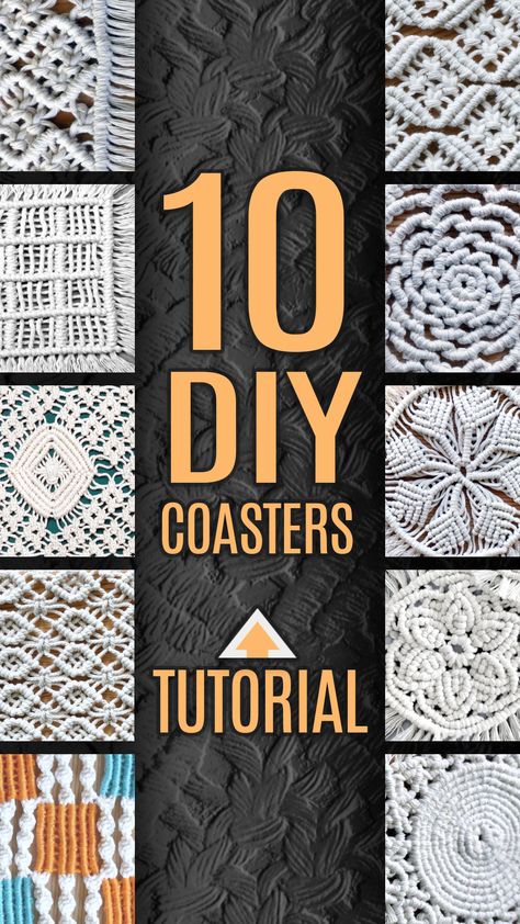 10 MACRAME COASTERS Macrame Coaster Patterns Free, Macramé Coster, Macrame Coasters Diy Tutorial, Macrame Coasters Tutorial, Macrame Coasters Diy, Macrame Beginners, Decoration Craft Ideas, Macrame Hangers, Coasters Diy