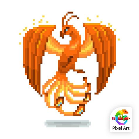 Minecraft Phoenix Statue, Phoenix Pixel Art, Anime Pixel, Awesome Crafts, Minecraft Inspiration, Phoenix Art, Cool Pixel Art, Pixel Art Grid, Pixel Art Games