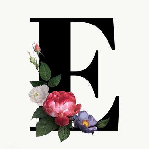 E Font Letter, E Letter Design, Floral Monogram Letter, E Letter, Alphabet E, Floral Font, Alphabet Letters Design, Alphabet Font, Floral Alphabet