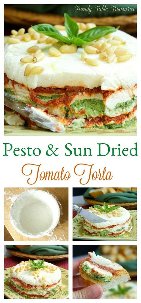 Pesto Torte, Caprese Recipes, Impressive Appetizers, Pesto Dip, Pesto Cheese, Delicious Appetizers, Tomato Pesto, Amazing Appetizers, Fruity Drinks