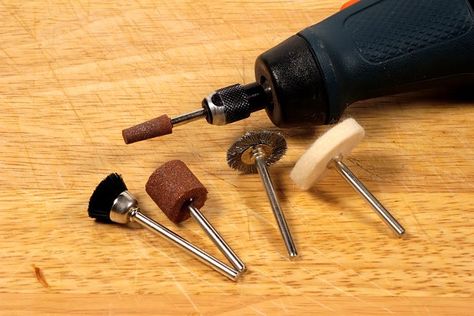 Dremel 101: A Complete Beginner's Guide | DoItYourself.com Dremel Bits Guide, Dremel Tool Accessories, Dremel Attachments, Dremel Tool Projects, Dremel Bits, Dremel Drill, Dremel Crafts, Dremel Accessories, Dremel Carving