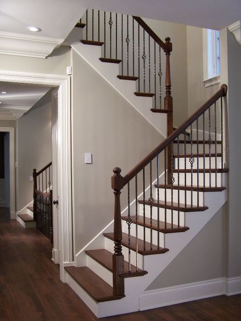 U Shape Stairs, Stair Types, Starling House, U Shaped Stairs, Stairway Decor, L Shaped Stairs, U Shaped Staircase, Wooden Staircase Design, Staircase Styles