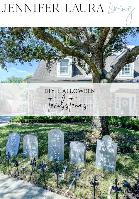 Wooden Halloween Tombstones, Wood Tombstone Diy, Wooden Tombstones Diy, Wood Tombstones For Halloween, Diy Halloween Tombstones Front Yards, Diy Gravestone Halloween, Diy Tombstones Halloween, Halloween Tombstone Sayings, Diy Tombstone