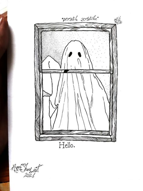 Ghost In Window Tattoo, Ghost Sketch Drawing, Tattoo Ghost, Screaming Drawing, Piano Tattoo, Window Sketch, Mirror Tattoos, Story Tattoo, Bookish Tattoos