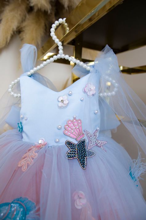 Mermaid Birthday Girl Dress, Blue & Peach Marine Style Dress, Pageant Toddler Dress, Pearls Shell Fish Applique, Special Occasion Baby Gown - Etsy Beach Birthday Dress, Mermaid Birthday Party Dress, Mermaid Birthday Dress, Under The Sea Dress, Fish Applique, Mermaid Birthday Outfit, Shell Dress, Wedding Guest Dresses Long, Abc Cards