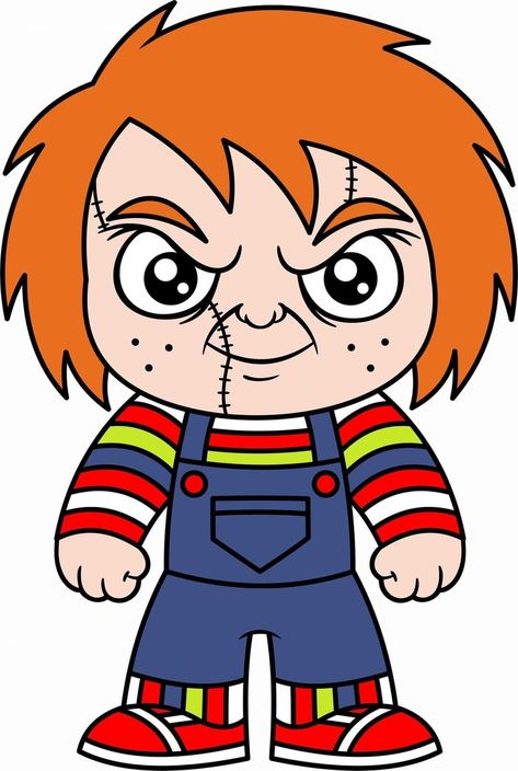 Chucky Cartoon Drawing, Halloween Cartoon Characters Drawing, Chucky Clipart, Cartoon Horror Characters, Chucky Cartoon, Horror Clipart, Chucky Drawing, Paw Patrol Stickers, Chucky Halloween