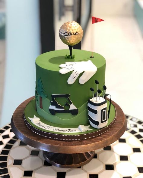 Golfer Birthday Cake, Golfing Birthday Cake, Golf Birthday Cake Ideas For Men, Mens Golf Theme Party, Mens Golf Birthday Cake, Two Tier Golf Cake, 30th Golf Birthday Cake, Golf Birthday Ideas For Men, Golf 30th Birthday Cake