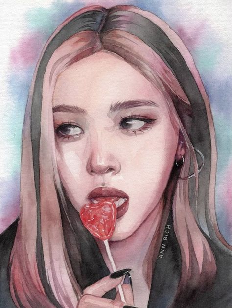 Ryujin Drawing, Kpop Art Sketch, Ryujin Fanart, Painted Fan, Realistic Sketch, Kpop Art, Shin Ryujin, Itzy Ryujin, Kpop Drawings