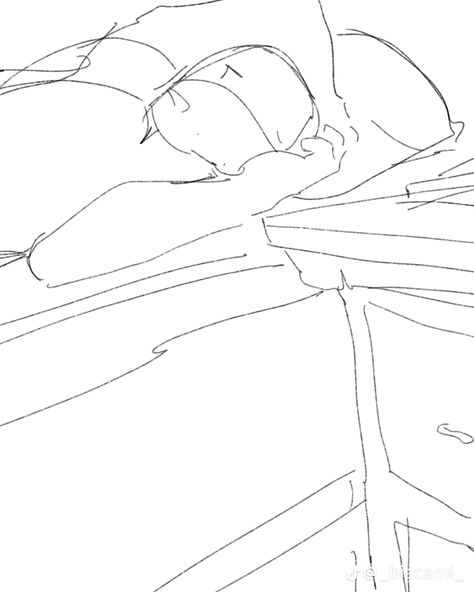 In Bed Pose Reference, Bed Pose Reference, Laying In Bed Pose, Person Laying Down Reference, Bed Pose, Manga Poses, Drawing Body Poses, Drawing Examples, Laying In Bed