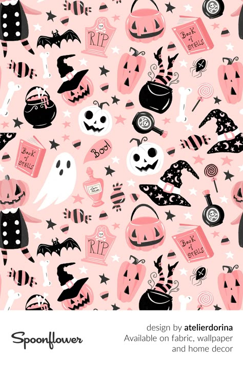 Pink Spooky Wallpaper Iphone, Cute Halloween Pattern, Pastel Halloween Color Palette, Halloween Patterns Wallpaper, Halloween Wallpaper Iphone Pink, Pink Halloween Wallpaper, Spooky Pattern, Halloween Color Palette, Pastel Witch