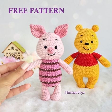 Amigurumi crochet pattern on Instagram: "Pattern and design by @marizzatoys 🌷 When publishing your works, please indicate the designer of the pattern" Winnie Poo, Disney Crochet Patterns, Cute Piglets, Crochet Pig, Crochet Disney, Crochet Panda, Crochet Animals Free Patterns, Crochet Elephant, Crochet Amigurumi Free