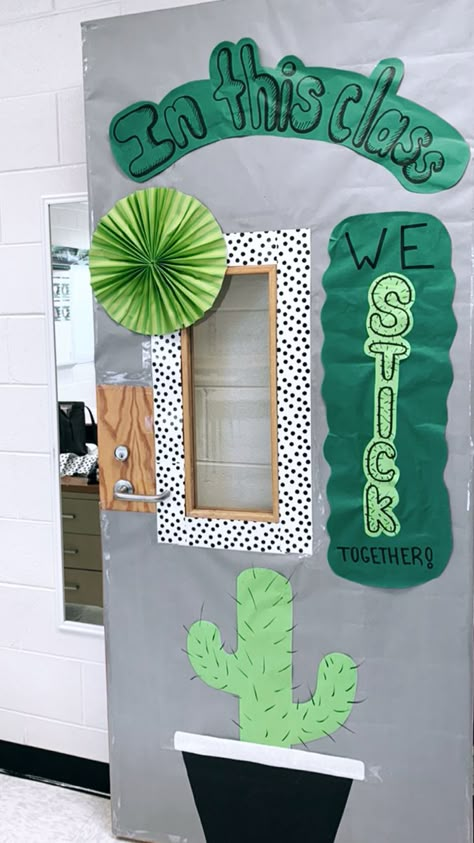 Plant Theme Classroom Door Decor, Cactus Theme Classroom Door, Classroom Decor Cactus, Grow Classroom Door, Plant Classroom Door Ideas, Plant Themed Classroom Bulletin Boards, Cactus Classroom Door Ideas, Cactus Door Decorations Classroom, Growing Classroom Theme