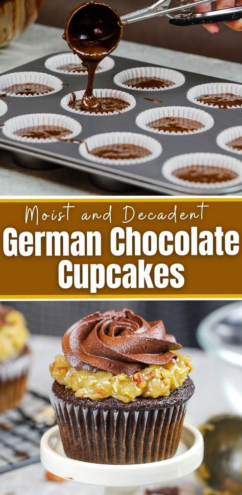 German Chocolate Filling, The Best Chocolate Frosting, Best Chocolate Frosting, Moist Chocolate Cupcakes, German Chocolate Cupcakes, Chocolate Cupcake Recipe, Seasonal Baking, Chocolate Cupcakes Moist, Cupcake Recipes Chocolate