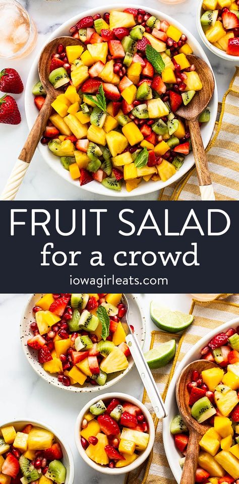 Fruit Salad Recipe for a Crowd - Great for Parties! Fruit Salad For A Crowd, Fresh Fruit Salad Recipe, Savory Potato Salad, Salad For A Crowd, Easy Fruit Salad, Recipe For A Crowd, Fruit Sweets, Tropical Fruit Salad, Best Fruit Salad