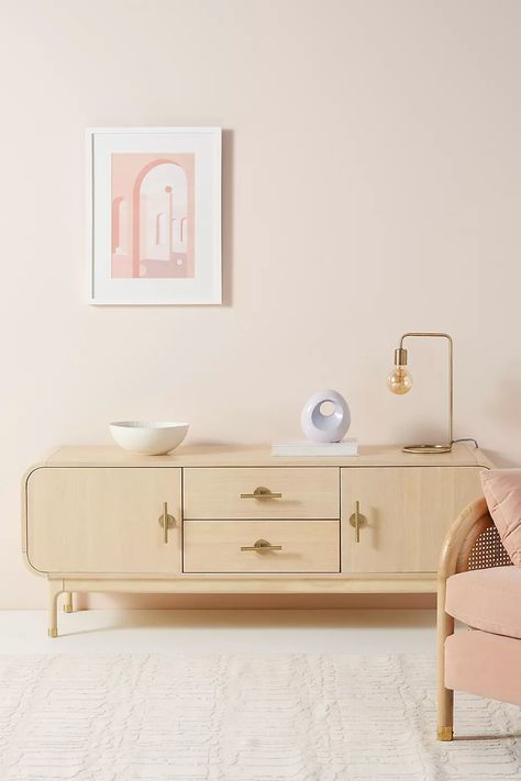 Nora Media Console | Anthropologie Nyc Studio Apartments, Studio Apartment Design, Hanging Furniture, Six Drawer Dresser, Hans Wegner, Plywood Furniture, Modern Storage, Media Console, Furniture Items