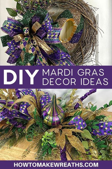 Mardi Gras Decorating Ideas, Mardi Gras Decorating, Diy Mardi Gras Wreath, Mardi Gras Wreath Ideas, Mardi Gras Centerpieces Diy, Mardi Gras Table Centerpiece Ideas, Mardi Gras Table Decorations, Diy Mardi Gras Decorations, Mardi Gras Decorations Ideas