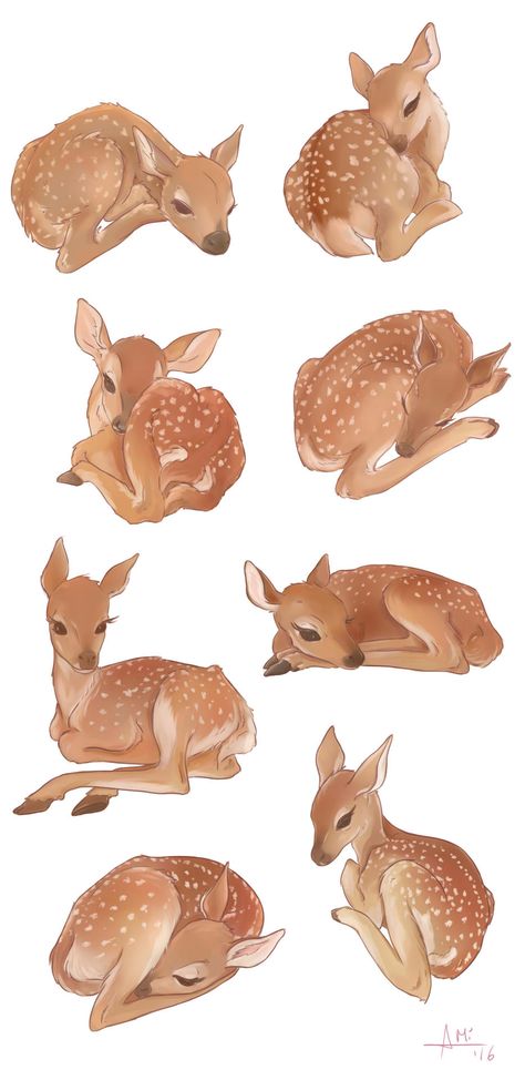 My little deers colored :) -Minzami- 2016 White Tailed Deer Drawing, Deer Illustration Cute, Deer Art Illustration, Fawn Drawing, Deer Drawings, Draw Deer, Fawn Tattoo, Tier Tattoo, Deer Drawing