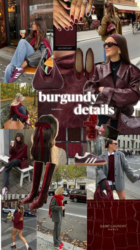 #burgundy #fashion #details #outfit Details Outfit, Burgundy Outfit, Burgundy Fashion, Saint Laurent Paris, Fashion 2024, Trends 2024, Fall Fashion Trends, Wild Hearts, Outfits Aesthetic