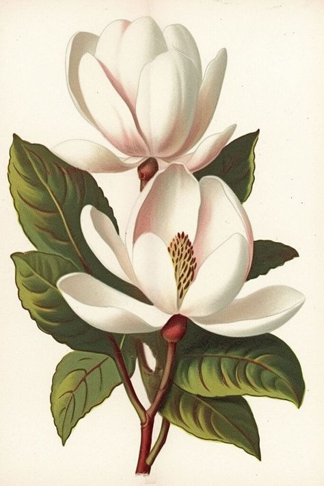 Best Feminine Tattoos, Botanical Pictures, Magnolia Paint, Magnolia Tattoo, Images Beautiful, The Graphics Fairy, Magnolia Blossom, Botanical Illustration Vintage, White Magnolia