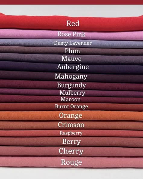 Color Names Chart, Colour Shade Card, Elegant Hijab, Color Knowledge, Color Mixing Chart, Colour Combinations Fashion, Color Combos Outfit, Shade Card, Chiffon Hijab