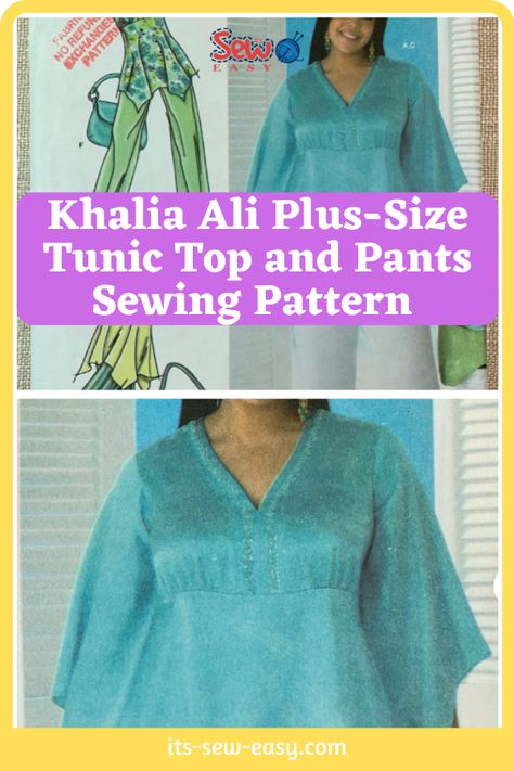 This Khalia Ali design offers one of the most elegant summer looks. It’s bold, it’s creative and it’s fashionable. The two pieces work well together to accentuate your look without making you look too busy. Even though the tunic top has sleeves, they still give you enough space to get around your mummy duties without them getting in the way. You can add this stunning look to your wardrobe collection by closely following the pattern provided. #plussizepatterns#blousesewingpatterns#plussizeblouse Make A Purse, Easy Tunic, Sassy Dress, Plus Size Patterns, Plus Size Sewing, Pants Sewing, How To Make Purses, Pants Sewing Pattern, Womens Sewing Patterns