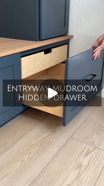 Shoe Drawer Entryway, Shoe Drawer Ideas, Drop Zone Cabinet Ideas, Mudroom Shoe Drawer, Entryway Bench With Drawers, Diy Shoe Drawer, Shoe Drawer Storage, Built In Bench With Drawers, Drop Zones Ideas